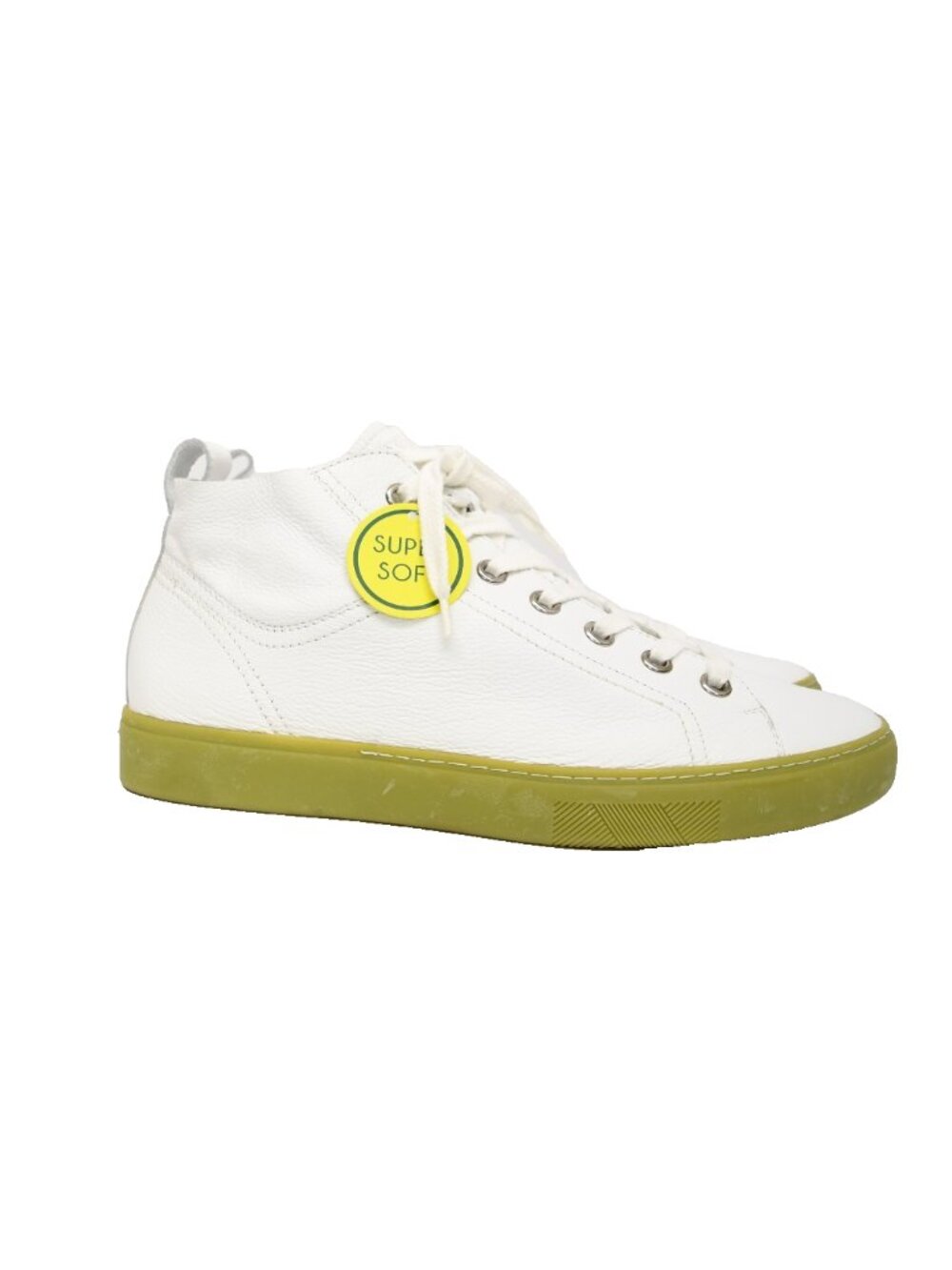 NWT $440 Paul Green LACE UP HIGH-TOP SNEAKER WHITE LEATHER LIME 10 (TF4)